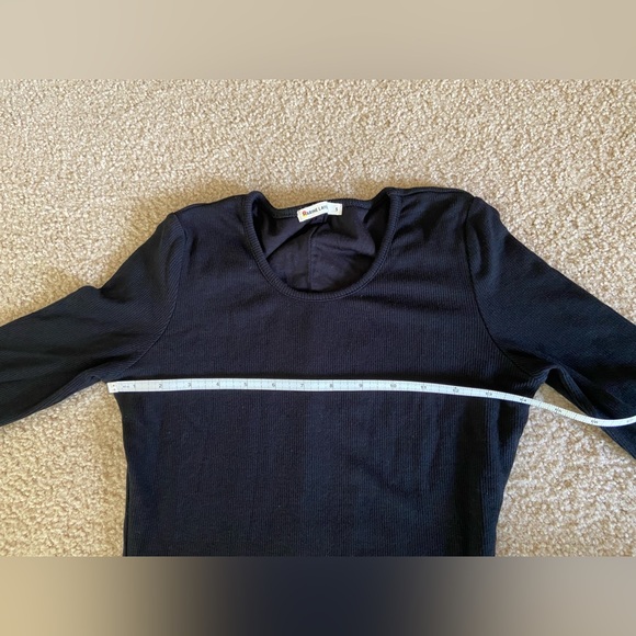 Marine Layer Lexi Rib Long Sleeve Midi Dress in Black - Picture 6 of 15